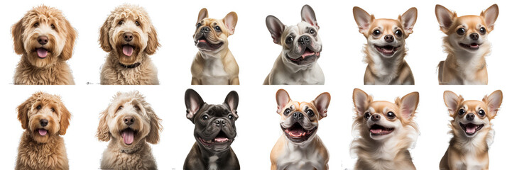 Collection of cute dogs on transparent background PNG - obrazy, fototapety, plakaty
