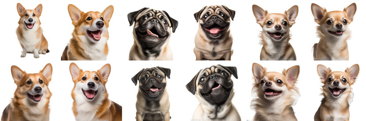 Collection of cute dogs on transparent background PNG