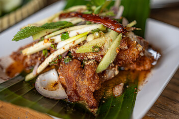 Fried chicken salad. Thai food