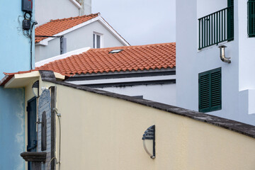 Fototapeta na wymiar Facade of building in Ponta Delgada on the Island of Sao Miguel in the Azores 