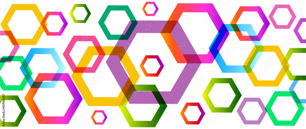 Poster beautiful colorful hexagon background – vector