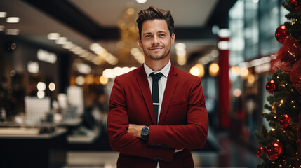 Fototapeta premium An office worker. Christmas.