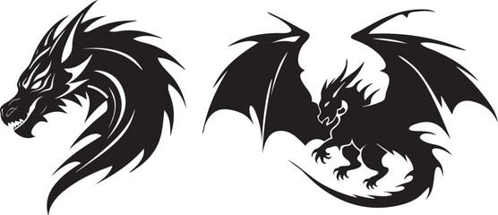 Dragon tattoo design vector for Fantasy Art and Design