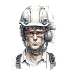 Engineering man isolated on transparent background, Generative ai. 