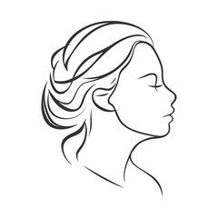 Female face line art silhouette. Vector illustration