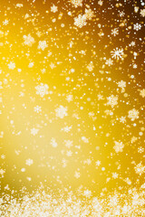 Falling snow flake golden pattern background. AI generativ.