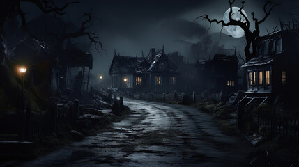 A night of horror on a creepy, dark background.