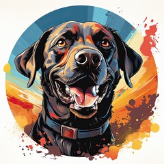 Retro illustration of a beautiful dog. Generative AI