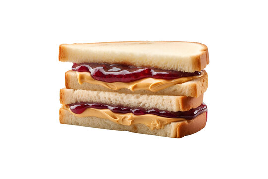 Peanut butter and jelly sandwich (Cutout PNG) isolated on transparent background, AI