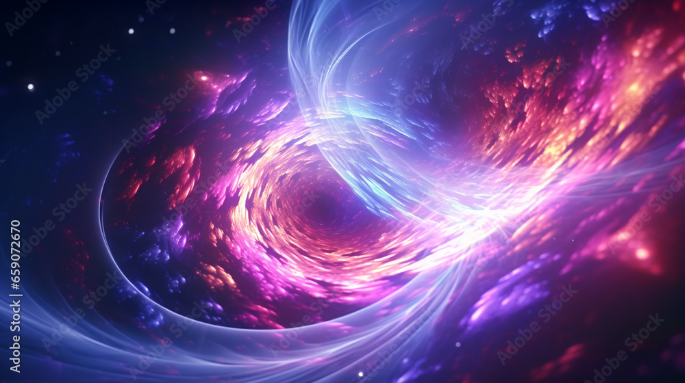 Wall mural the enchanting world of fractal galaxies in space abstract light motion loop background