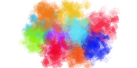 Abstract colorful watercolor on white background. Hand drawn color splashing isolated on white paper  texture. Vibrant Rainbow watercolor banner background design Creative paint gradients, fluids .