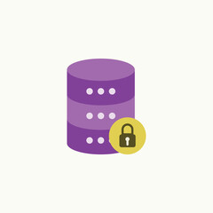 Database Security and Data Protection - Cybersecurity Icon with Database Lock and Privacy Shield - Vector Illustration for Secure Information and Firewall Protection