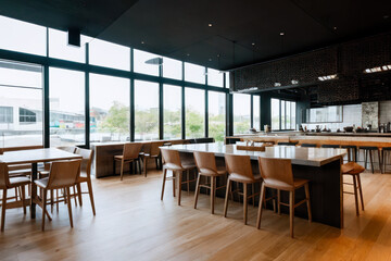 Fototapeta na wymiar Modern interior design of a Restaurant-coffeeshop. Concept of the best coworker space
