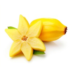 Ripe Star fruit with slice isolated on white background