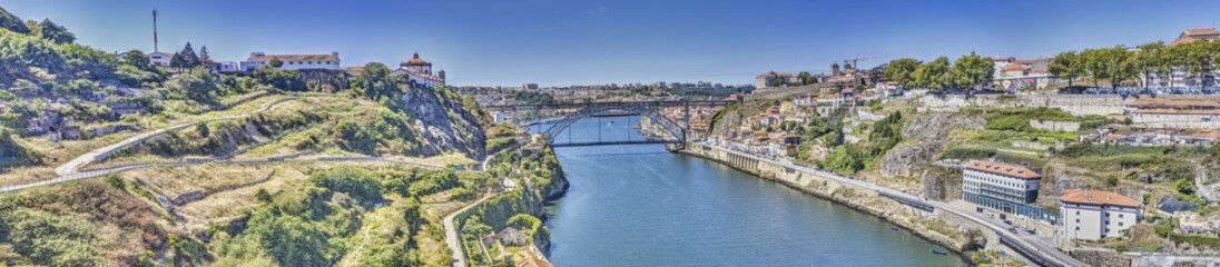 Fototapeta na wymiar Panoramic view over Douro river near Porto during daytime