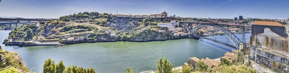Fototapeta na wymiar Panoramic view over Douro river near Porto during daytime