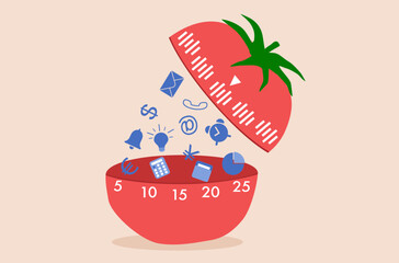 Productivity work process vector, prioritize work with files and folder, business working tools vector, work with deadline approaching, overwhelm business tasks, business daily routines working.