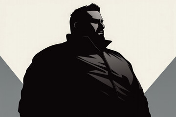 Symbolic silhouette icon portraying a heavyset plus size man 