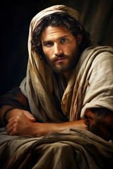 Joseph the Mary's husband in the Bible a humble and righteous carpenter Generative AI Illustration © SVasco