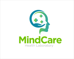mind care logo with hand and cross or pulse figure