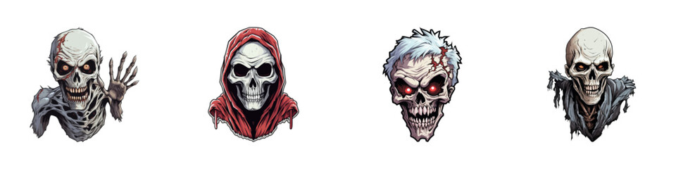 Zombie skull face. Vector illustration