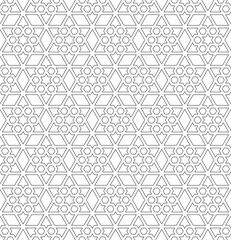 Seamless geometric ornament based on traditional islamic art. Black and white.