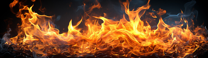 Fototapeta premium Fire , Flame has burn on the black background, 