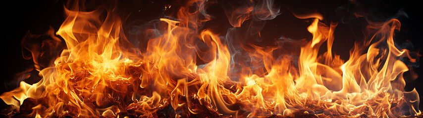 Fire , Flame has burn on the black background, 