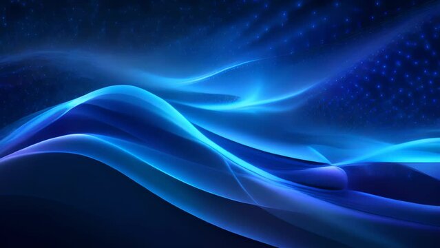 Blue wireframe sound waves, visualization of frequency signals audio wavelengths, conceptual futuristic technology waveform on black background, Generative AI