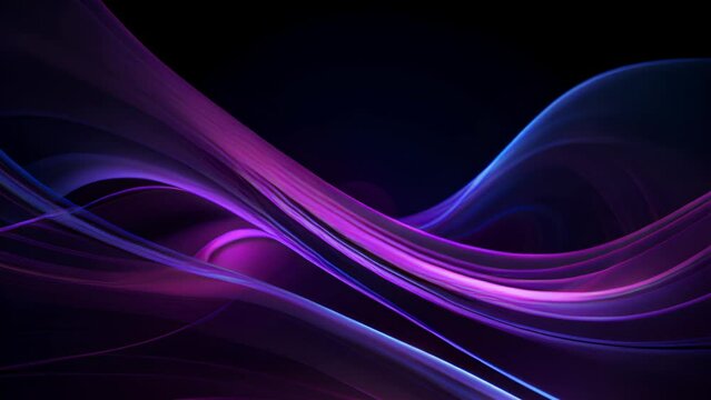 Purple wireframe sound waves, visualization of frequency signals audio wavelengths, conceptual futuristic technology waveform on black background, Generative AI