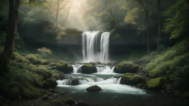 image of a beautiful waterfall in the forest