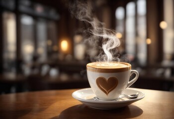 A hot cup of coffee with beans, AI Generative