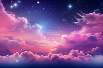 Naklejka na ściany i meble Captivating futuristic background adorned with stars pink clouds and galaxies 
