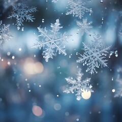 Photo real christmas  snowflakes during a snowfall, under natural conditions.