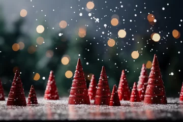 Papier Peint photo Lavable Photographie macro Festive holiday backdrop featuring a condensed macro Christmas tree scene 