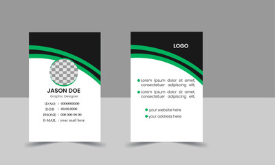 corporate Modern and simple business office id card design with black and green color.