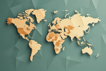 Flat style isolated world map with continents countries and textured background 