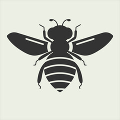 Black and white insect icon honey bee