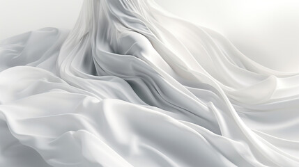 Obraz premium Ethereal Elegance: The Art of White Fabric Drapery,white silk background,white satin background,white satin fabric