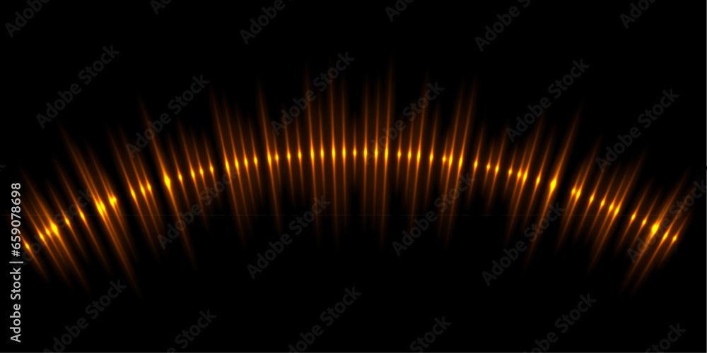 Poster sound waves of lines with glow light effect vector illustration. abstract spectrum waveform pattern,