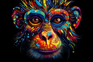 Colorful tattoo of a monkey
