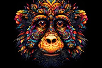 Colorful tattoo of a monkey