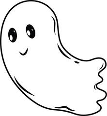 cute ghost clipart doodle element. Happy Halloween ghost cartoon vector illustration. Halloween party card invitation print, shirt or product print, sticker design