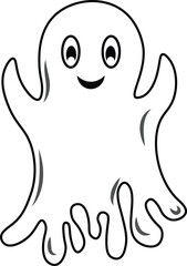 cute ghost clipart doodle element. Happy Halloween ghost cartoon vector illustration. Halloween party card invitation print, shirt or product print, sticker design