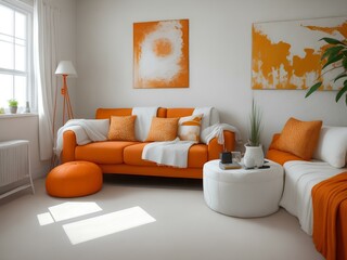 Minimalist Orange Living Room