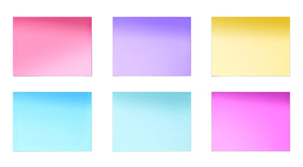 Fototapeta premium Set / Collection of colorful empty paper sheets isolated on transparent background PNG, mock up for design.