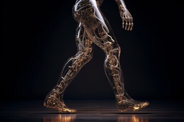 Bionic prosthetic leg. Cybernetic technologies in prosthetics. Leg prosthesis.
