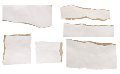 piece of white paper tear set collection isolated on white background