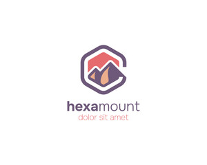 Hexagon with creative mountain logo
