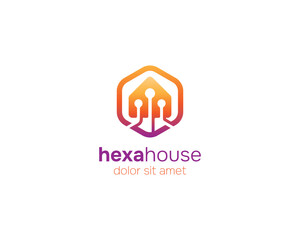 Hexagon with house technology logo